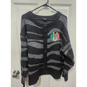 Wicked The Musical Paul Tazewell‎ Cardigan Sweater Black Grey Stripe XXL